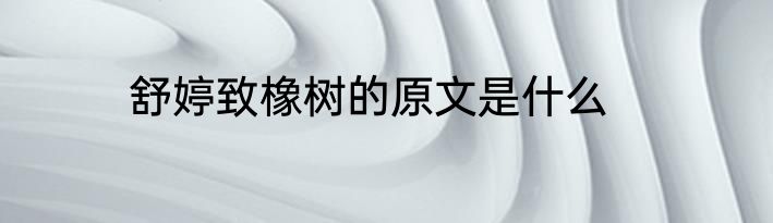 舒婷致橡树的原文是什么