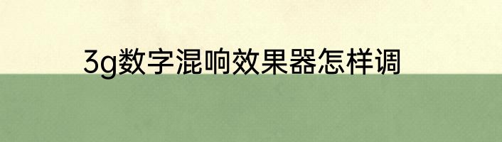 3g数字混响效果器怎样调