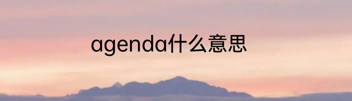 agenda什么意思