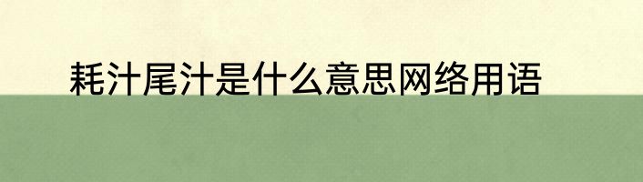 耗汁尾汁是什么意思网络用语