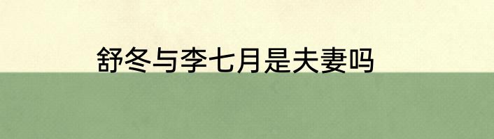 舒冬与李七月是夫妻吗
