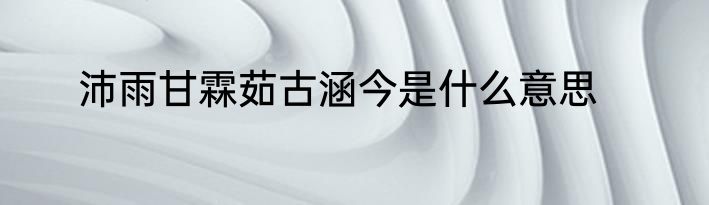 沛雨甘霖茹古涵今是什么意思