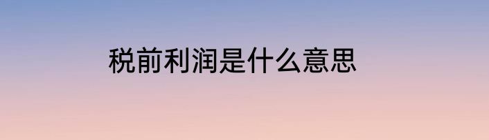 税前利润是什么意思