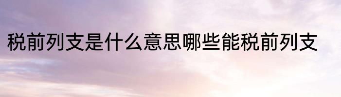 税前列支是什么意思哪些能税前列支