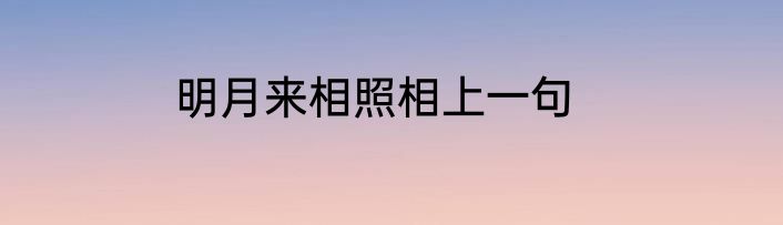 明月来相照相上一句