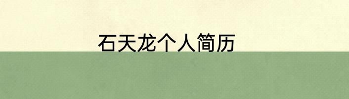 石天龙个人简历