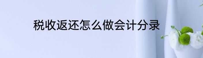 税收返还怎么做会计分录