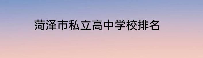 菏泽市私立高中学校排名