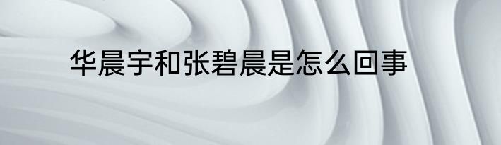 华晨宇和张碧晨是怎么回事