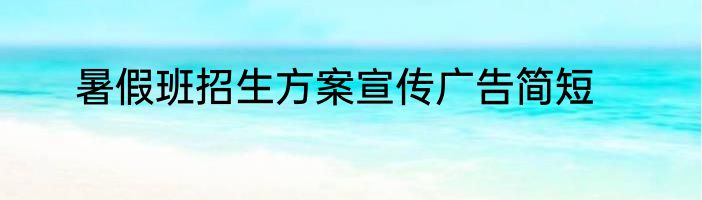 暑假班招生方案宣传广告简短
