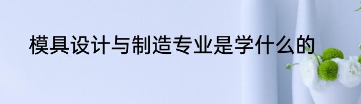 模具设计与制造专业是学什么的