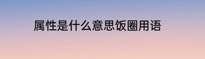 属性是什么意思饭圈用语
