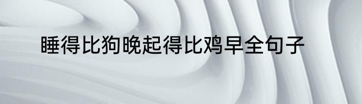 睡得比狗晚起得比鸡早全句子