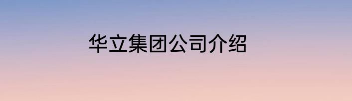 华立集团公司介绍