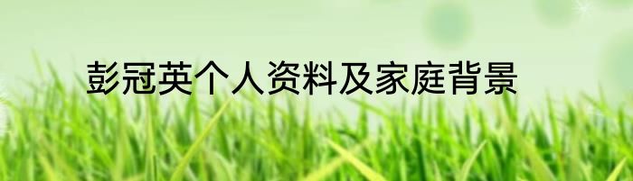彭冠英个人资料及家庭背景