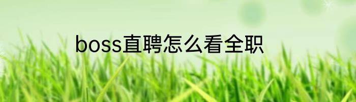 boss直聘怎么看全职