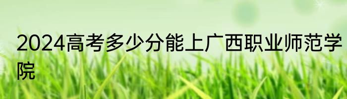 2024高考多少分能上广西职业师范学院