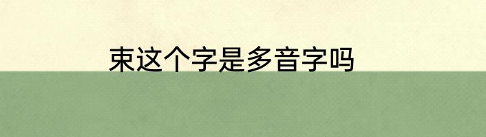 束这个字是多音字吗