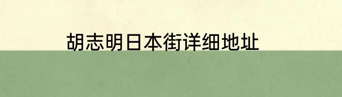 胡志明日本街详细地址