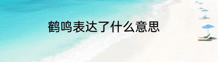 鹤鸣表达了什么意思
