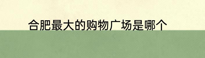 合肥最大的购物广场是哪个