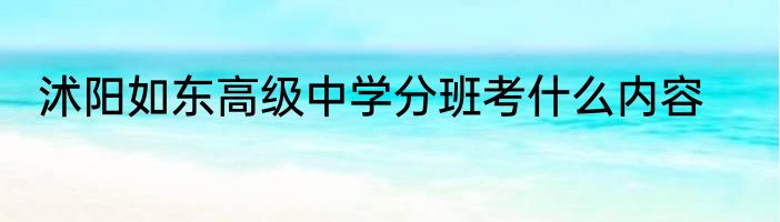 沭阳如东高级中学分班考什么内容