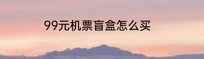 99元机票盲盒怎么买