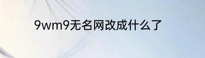 9wm9无名网改成什么了