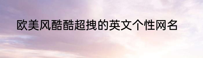 欧美风酷酷超拽的英文个性网名