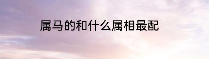 属马的和什么属相最配