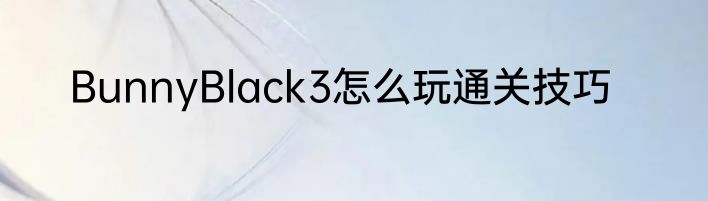 BunnyBlack3怎么玩通关技巧
