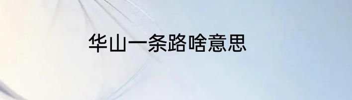 华山一条路啥意思