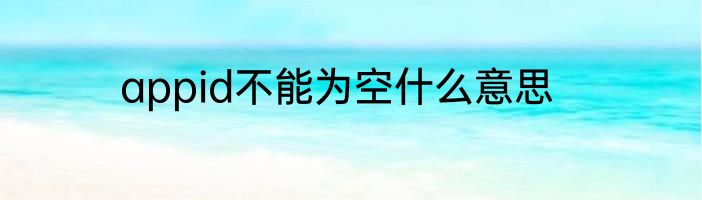 appid不能为空什么意思