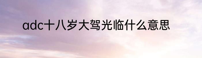 adc十八岁大驾光临什么意思
