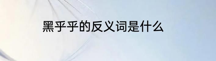 黑乎乎的反义词是什么
