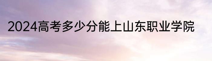 2024高考多少分能上山东职业学院