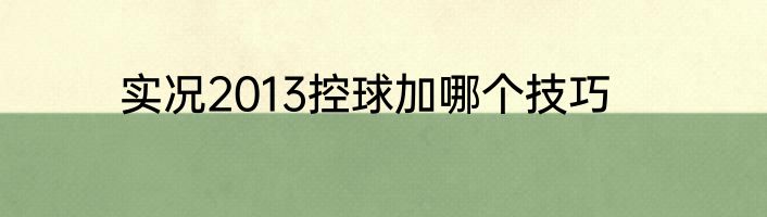 实况2013控球加哪个技巧