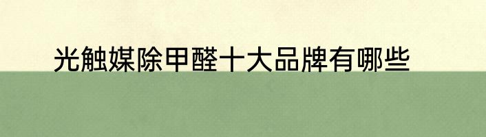 光触媒除甲醛十大品牌有哪些