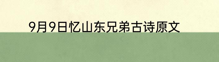 9月9日忆山东兄弟古诗原文
