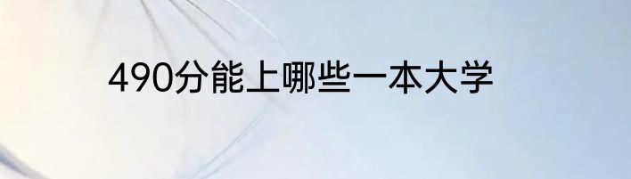 490分能上哪些一本大学