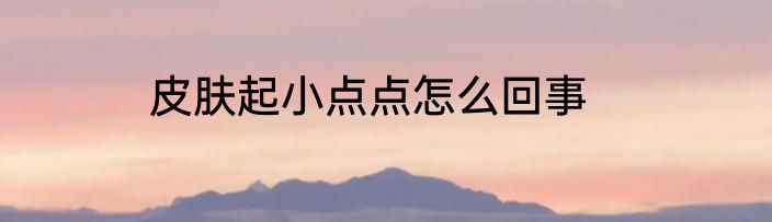 皮肤起小点点怎么回事