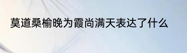 莫道桑榆晚为霞尚满天表达了什么