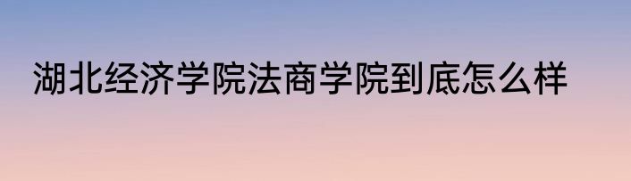 湖北经济学院法商学院到底怎么样