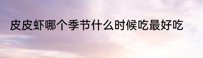 皮皮虾哪个季节什么时候吃最好吃
