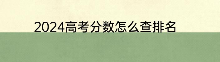 2024高考分数怎么查排名