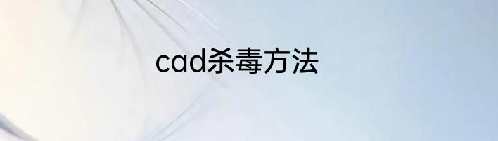 cad杀毒方法