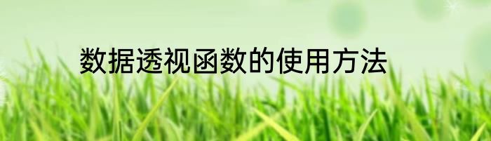 数据透视函数的使用方法