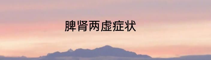 脾肾两虚症状