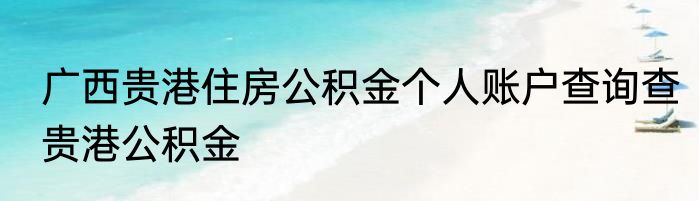 广西贵港住房公积金个人账户查询查贵港公积金