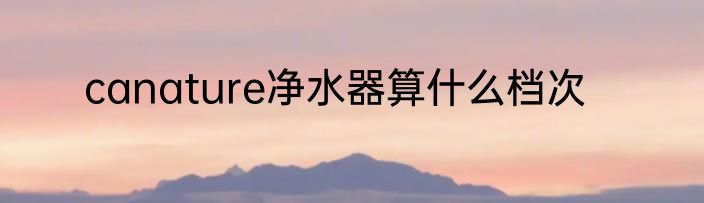 canature净水器算什么档次